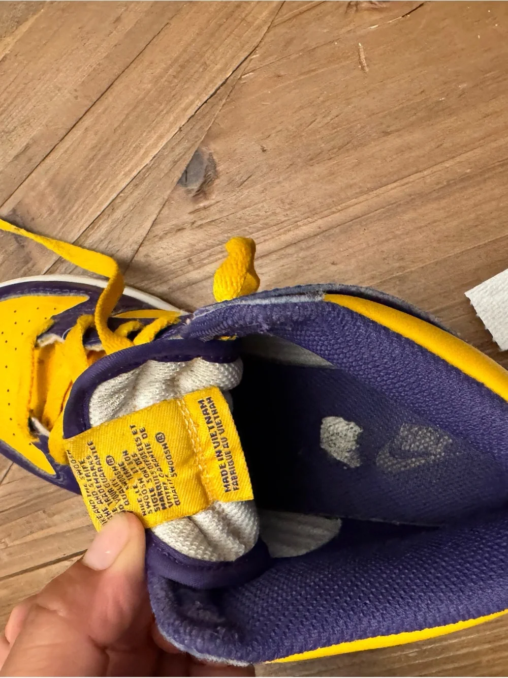 Nike Kids High-Top Sneakers in Purple and Yellow